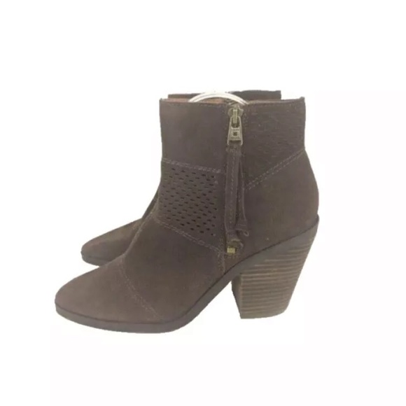 Lucky Brand Womens Western Boots Size 7.5 Leather Suede Brown Ankle Boots - Picture 3 of 6
